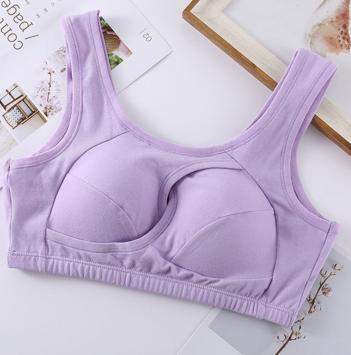 Plus Size Wireless Sleep Bra S-3XL - Cotton No Buckle No Wire Lingerie with Removable Pads Comfort Sleep Top for Women