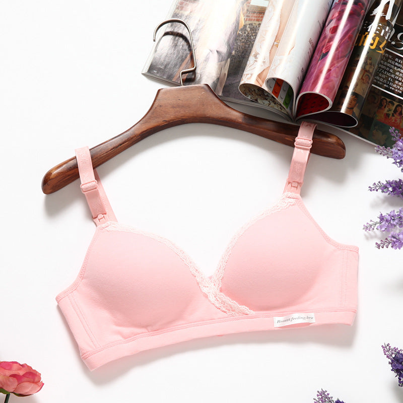 Cross Front Breastfeeding Bra No Steel Ring - Double Buckle Maternity Nursing Bra for Pregnant Women