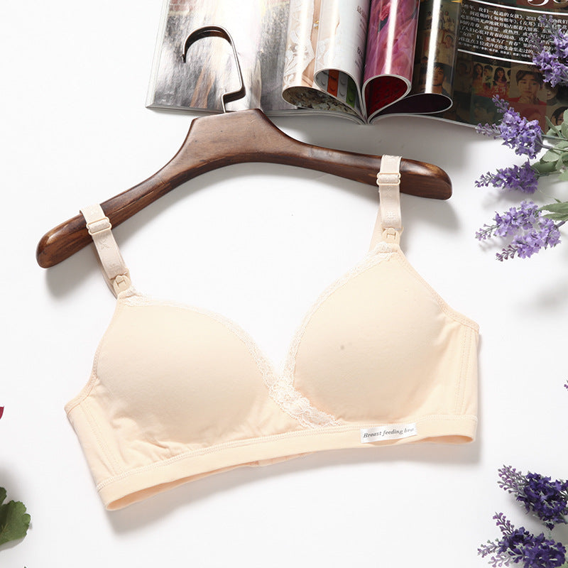 Cross Front Breastfeeding Bra No Steel Ring - Double Buckle Maternity Nursing Bra for Pregnant Women