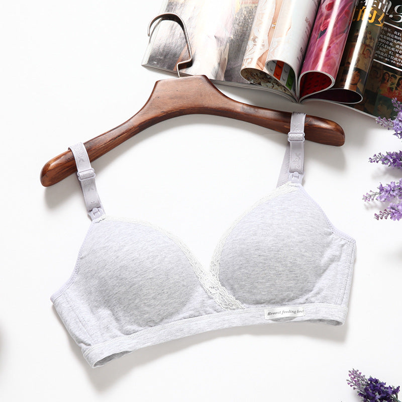 Cross Front Breastfeeding Bra No Steel Ring - Double Buckle Maternity Nursing Bra for Pregnant Women