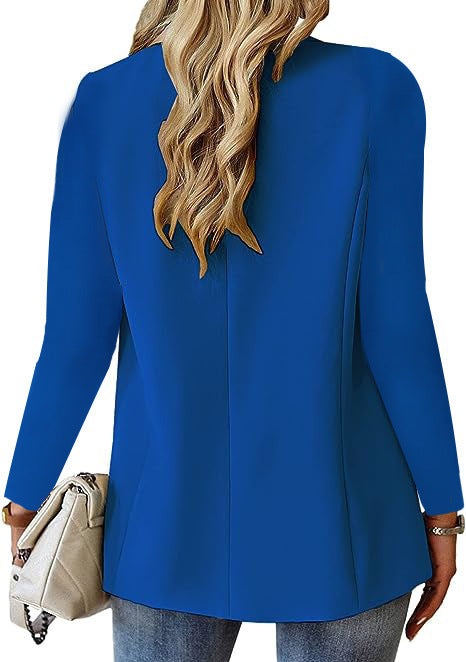 Women's Lapel Button Suit Jacket - Long Sleeve Commuter Casual Blazer Outwear