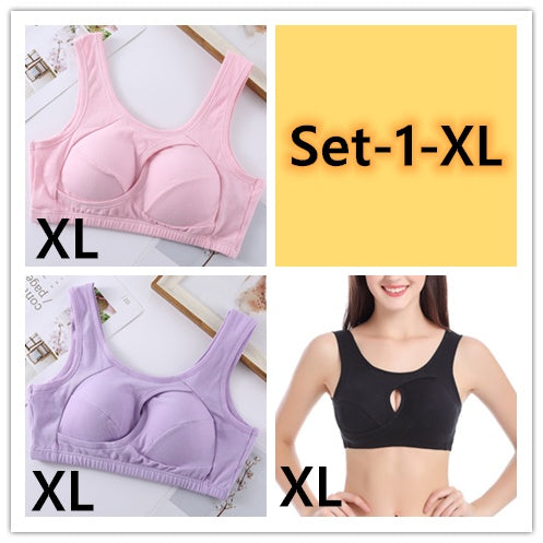 Plus Size Wireless Sleep Bra S-3XL - Cotton No Buckle No Wire Lingerie with Removable Pads Comfort Sleep Top for Women