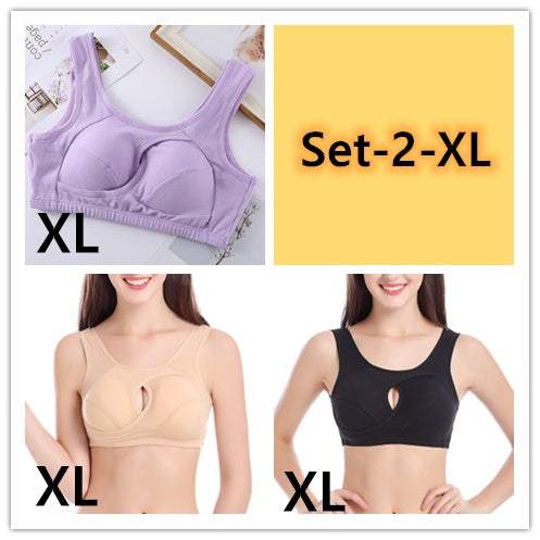 Plus Size Wireless Sleep Bra S-3XL - Cotton No Buckle No Wire Lingerie with Removable Pads Comfort Sleep Top for Women