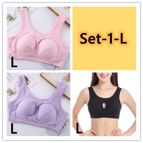 Plus Size Wireless Sleep Bra S-3XL - Cotton No Buckle No Wire Lingerie with Removable Pads Comfort Sleep Top for Women