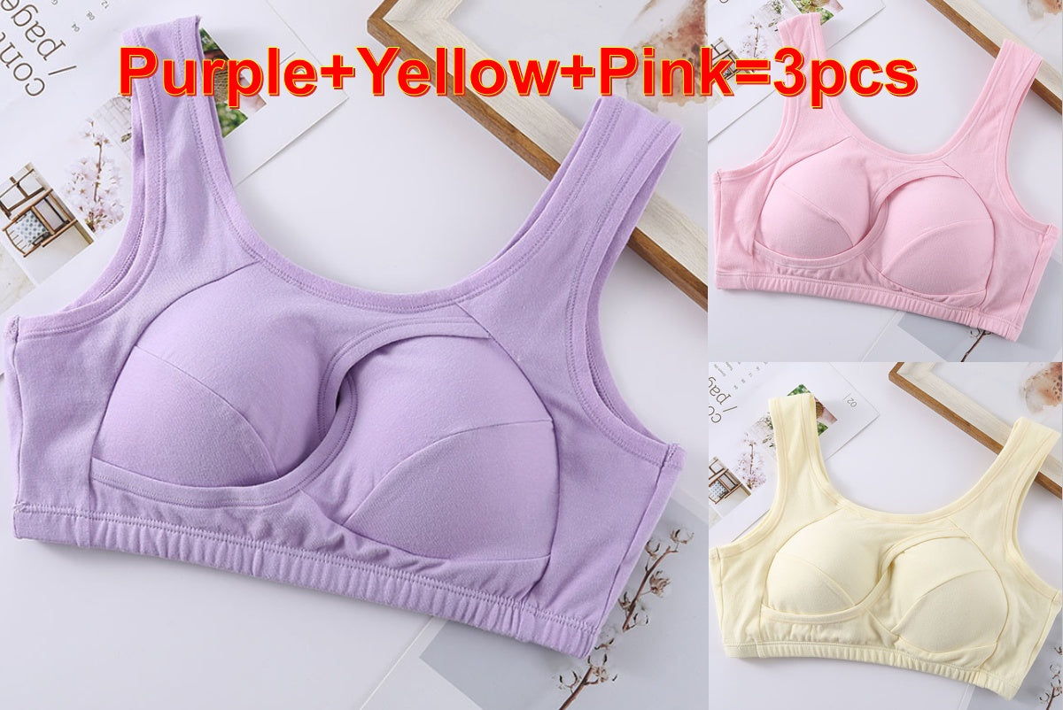 Plus Size Wireless Sleep Bra S-3XL - Cotton No Buckle No Wire Lingerie with Removable Pads Comfort Sleep Top for Women