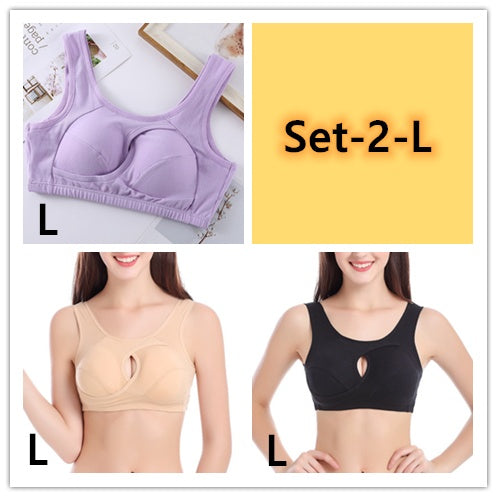 Plus Size Wireless Sleep Bra S-3XL - Cotton No Buckle No Wire Lingerie with Removable Pads Comfort Sleep Top for Women