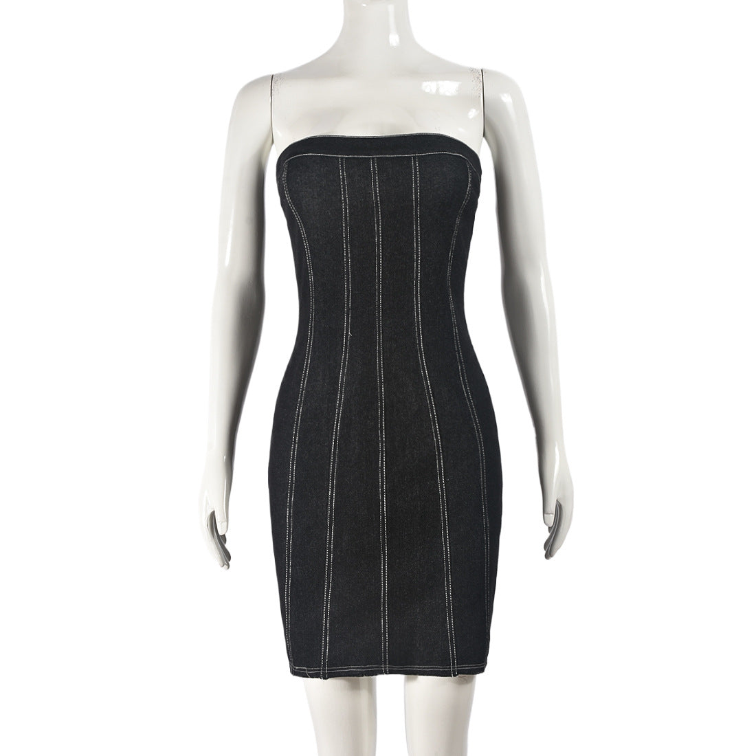 Sexy Strapless Denim Mini Dress – Y2K Backless Summer Dress