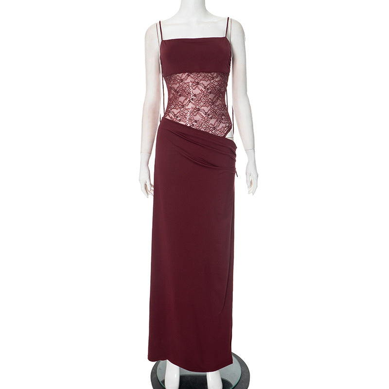 Sexy Y2K Lace Spaghetti Strap Maxi Dress – Women’s Party Club Dress