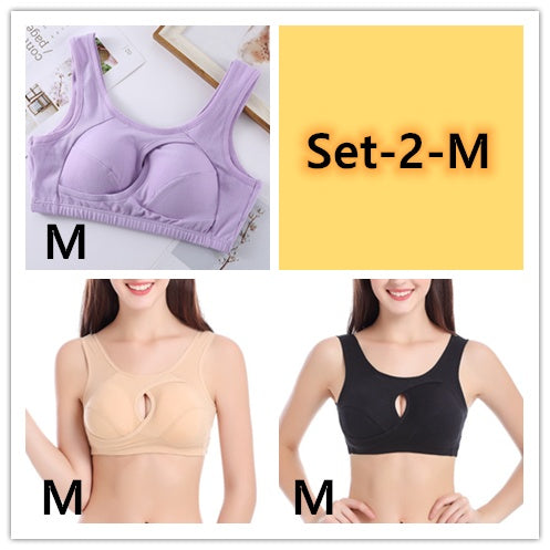 Plus Size Wireless Sleep Bra S-3XL - Cotton No Buckle No Wire Lingerie with Removable Pads Comfort Sleep Top for Women