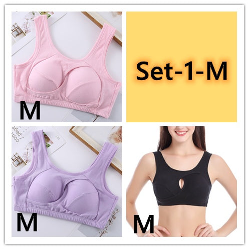 Plus Size Wireless Sleep Bra S-3XL - Cotton No Buckle No Wire Lingerie with Removable Pads Comfort Sleep Top for Women