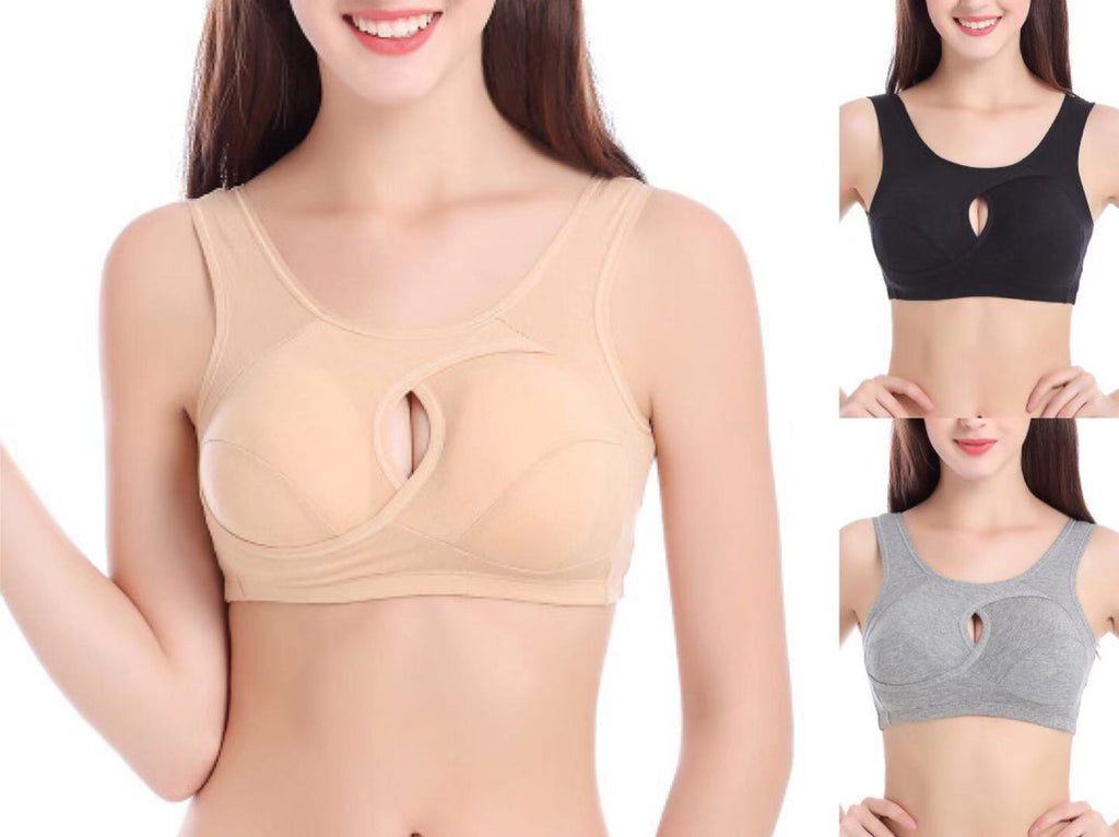 Plus Size Wireless Sleep Bra S-3XL - Cotton No Buckle No Wire Lingerie with Removable Pads Comfort Sleep Top for Women
