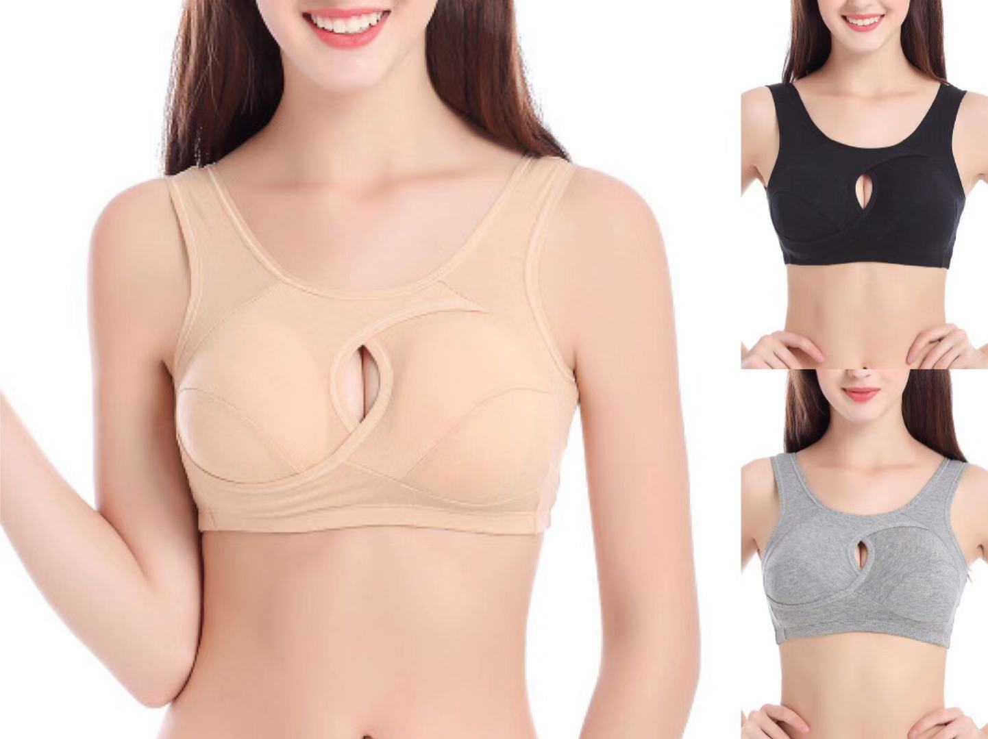 Plus Size Wireless Sleep Bra S-3XL - Cotton No Buckle No Wire Lingerie with Removable Pads Comfort Sleep Top for Women