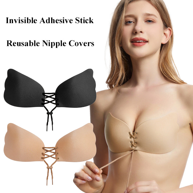 Plus Size Strapless Adhesive Push Up Bra - Sticky Invisible Silicone Bra for Women