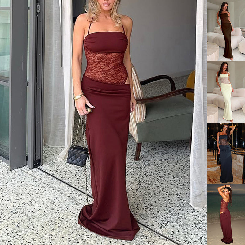 Sexy Y2K Lace Spaghetti Strap Maxi Dress – Women’s Party Club Dress