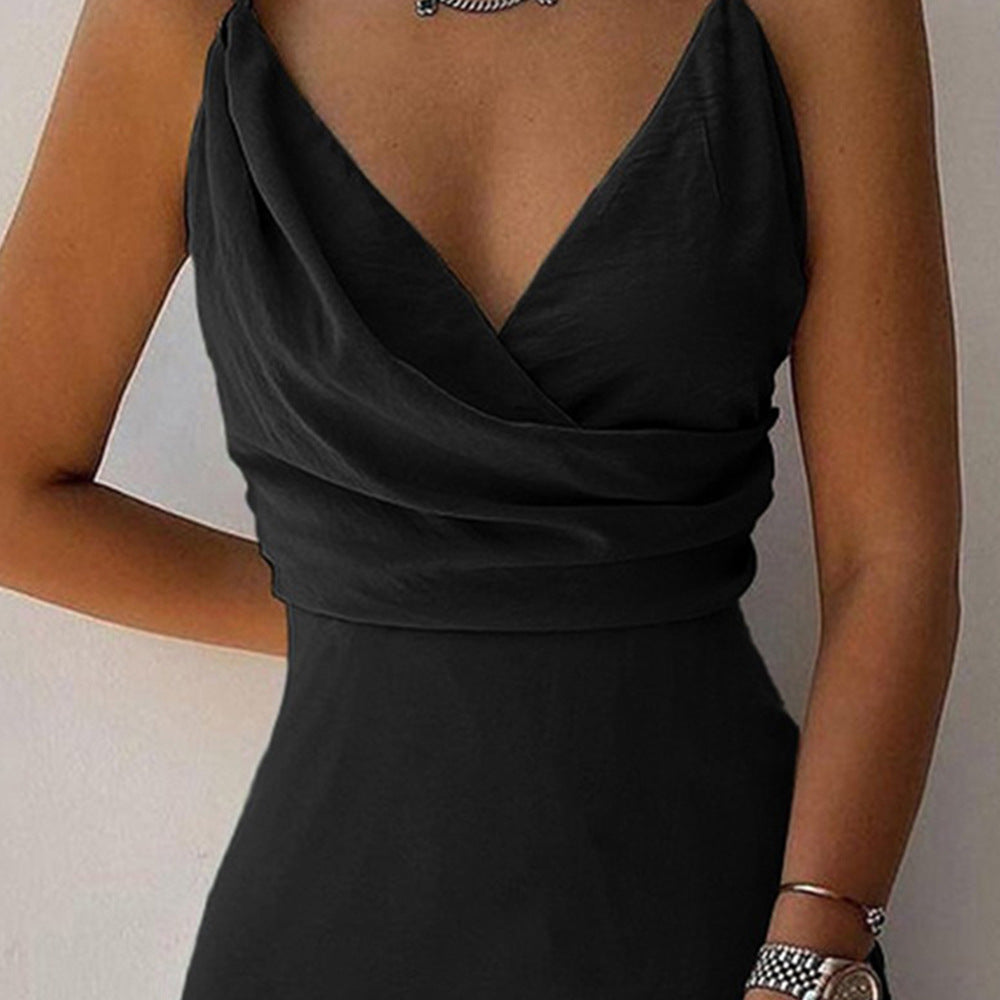 Sexy V-Neck Slit Bodycon Dress – Summer Spaghetti Strap Dress